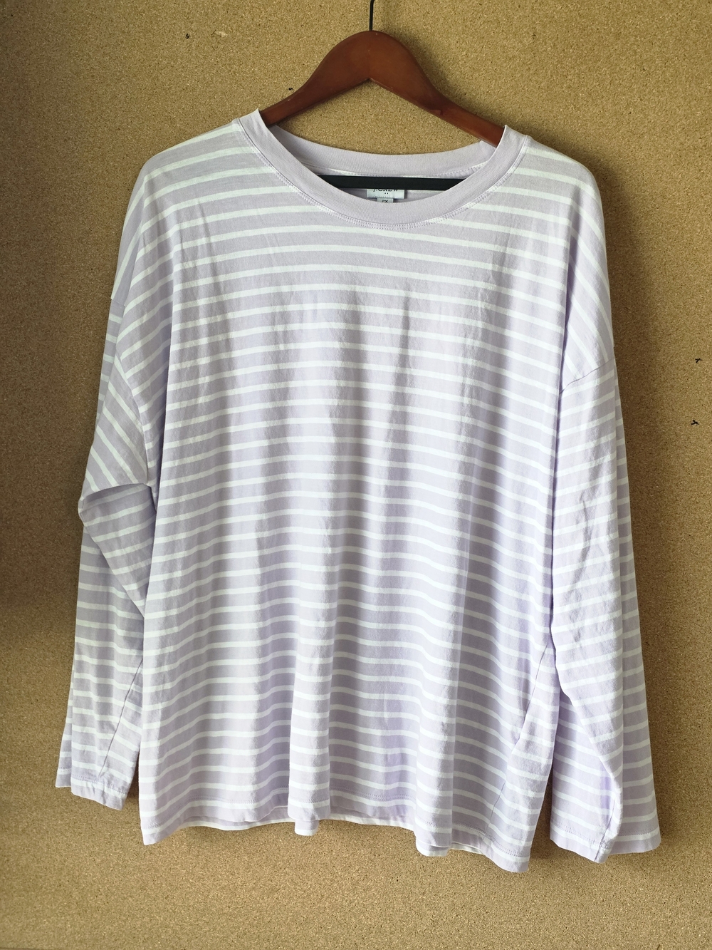 J. Crew Light Lavender and White Striped Long-Sleeve Tee